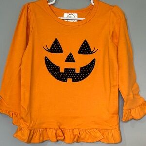 New Made to order Girl’s Orange Pumpkin Face Long Sleeve Tee